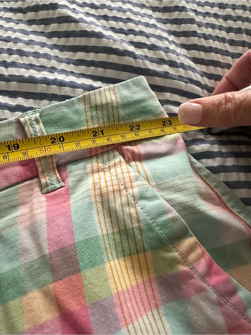 crown & ivy Pastel Plaid Shorts in Mint, Pink & Yellow - Picture 4 of 9